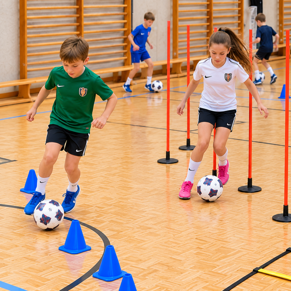 Fußballtraining in der Turnhalle